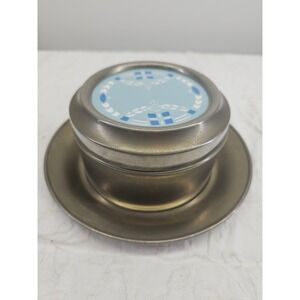 Art Deco tile Villeroy & Boch Dresden Metal Tin Underplate Blue Silver Antique